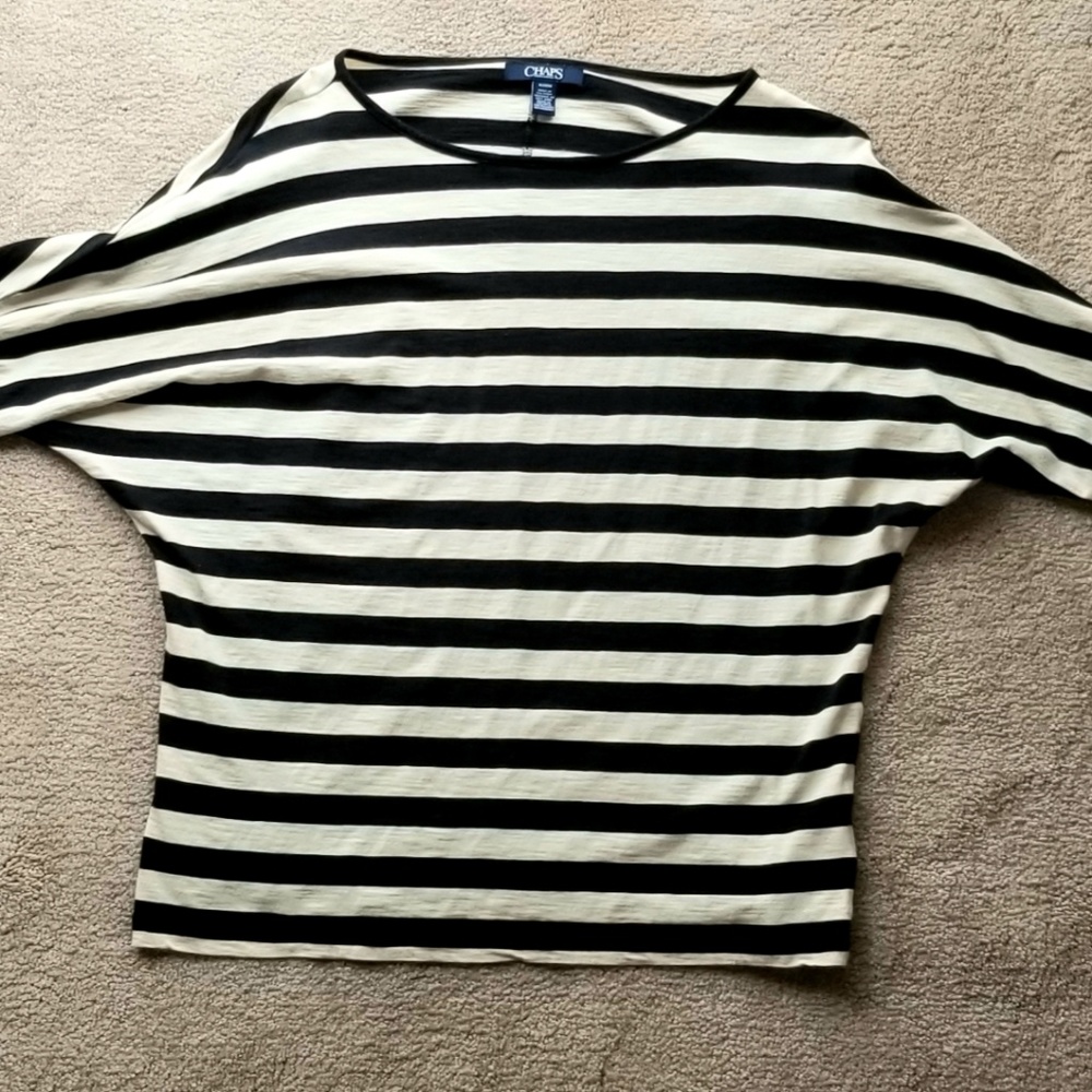 Chaps Black and cream 3/4 length sleeves